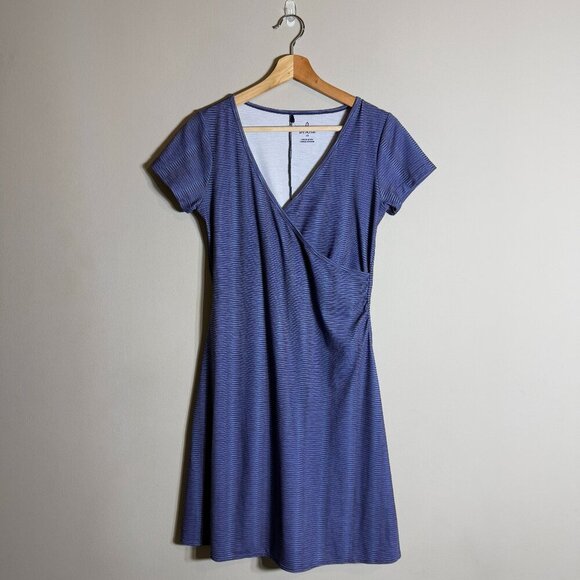 prAna Nadia Short Sleeve Wrap Mini Dress Women's XS Purple Active Activewear - Picture 2 of 11